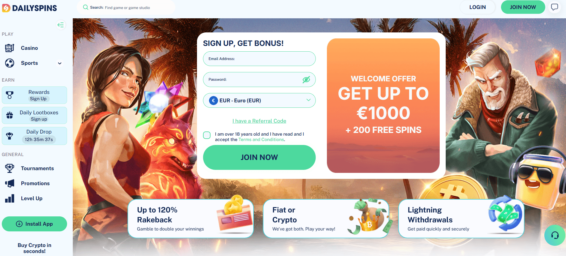 DailySpins LTC casino page